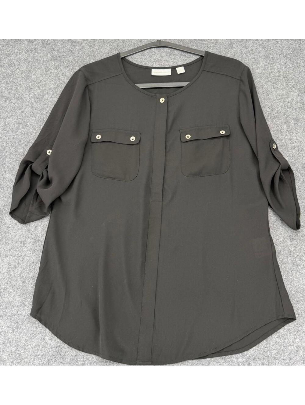 New York & Company Relaxed Black Blouse S Polyester‎